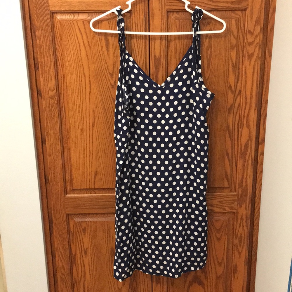 Anself Medium Navy Blue/White Polka Dot Dress